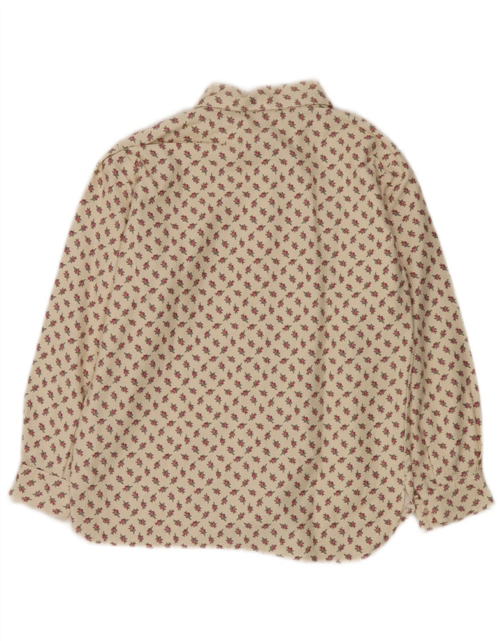 VINTAGE Ženska košulja bluza UK 10 Mala bež cvjetna pamuk