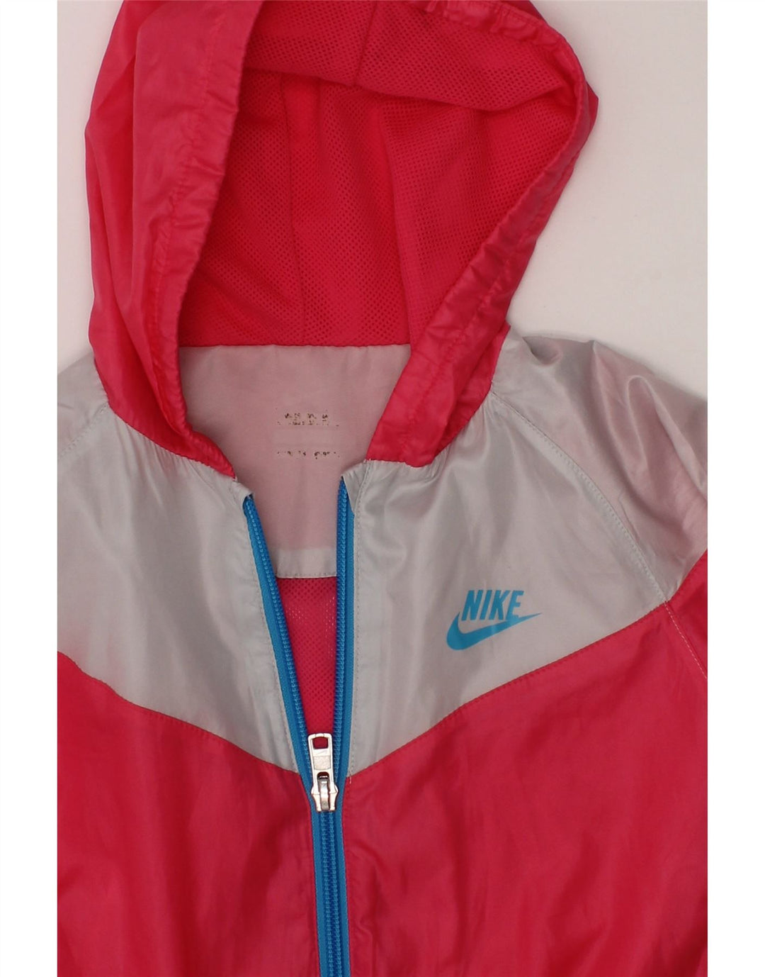 NIKE Girls Hooded Rain Jacket 2-3 Years Pink Colourblock Polyester Vintage Nike and Second-Hand Nike from Messina Hembry 