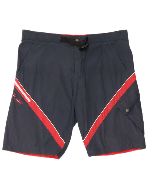 Timberland Mens Graphic Cargo Shorts XL W40  Navy Blue Colourblock Cotton