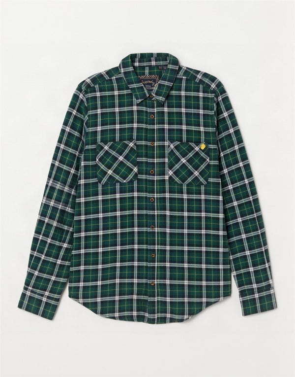 Superdry ženska flanelska košulja UK 14 Pamuk s velikim zelenim karirama