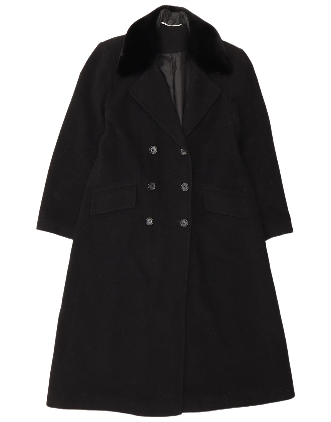 St. Bernard Womens Double Breasted Coat UK 14 Large Black Wool