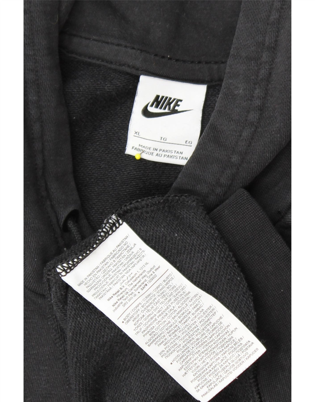 NIKE Ženska prevelika majica s kapuljačom UK 18 XL crni pamuk