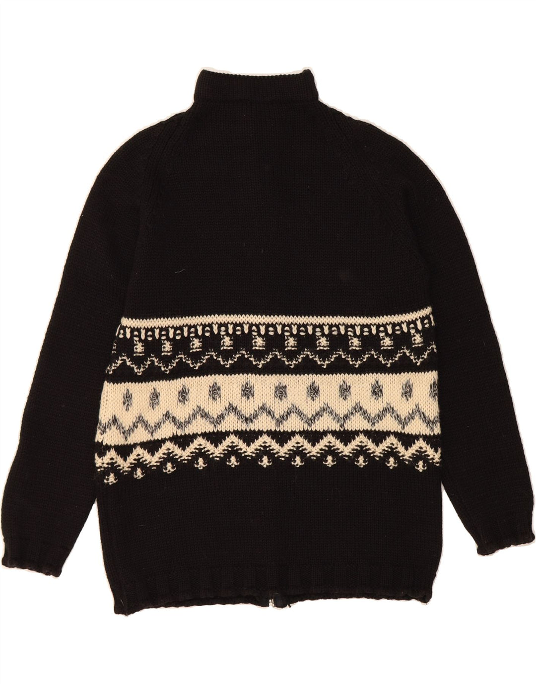 SASHA Womens Cardigan Sweater UK 12 Medium Black Fair Isle Vintage Sasha and Second-Hand Sasha from Messina Hembry 