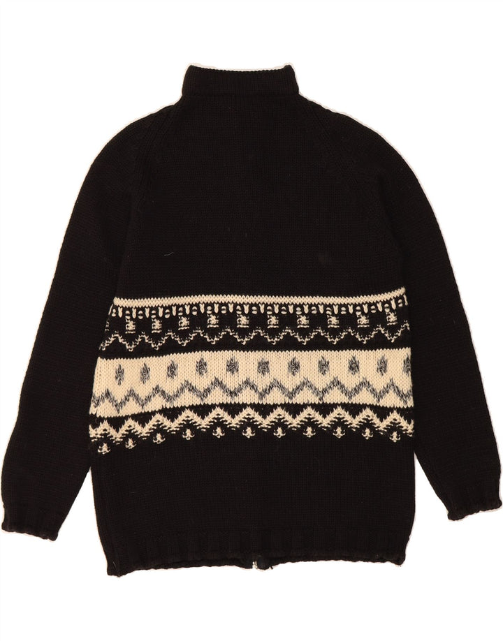 SASHA Womens Cardigan Sweater UK 12 Medium Black Fair Isle Vintage Sasha and Second-Hand Sasha from Messina Hembry 