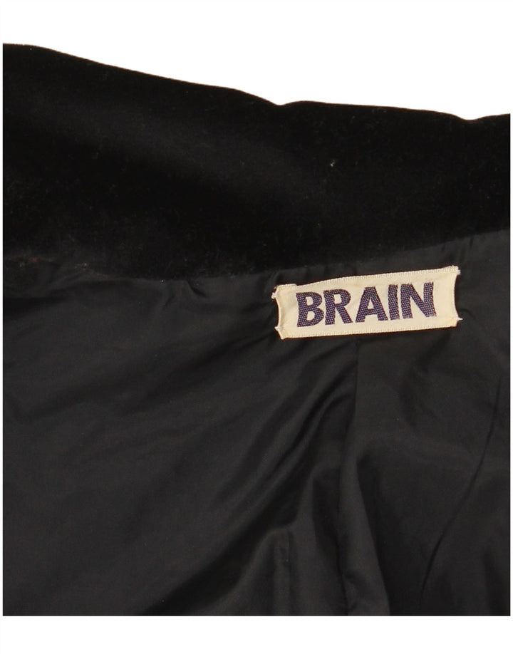 VINTAGE Ženska baršunasta jakna s jednim gumbom UK 12 Srednje crna