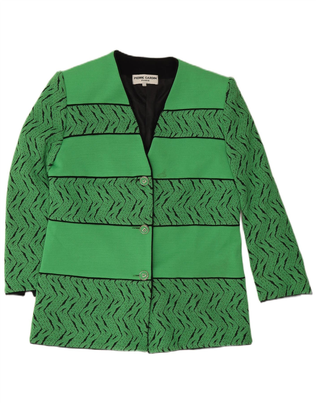 Pierre Cardin Ženska jakna s 3 gumba EU 44 XL Zelena geometrijska vuna