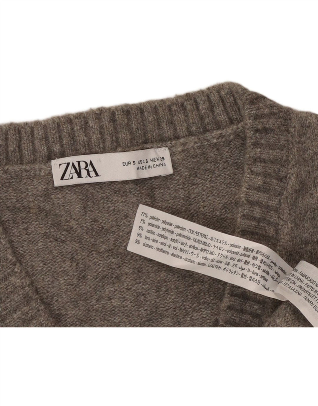 ZARA Womens Vest Tank Top UK 10 Small Grey Polyester