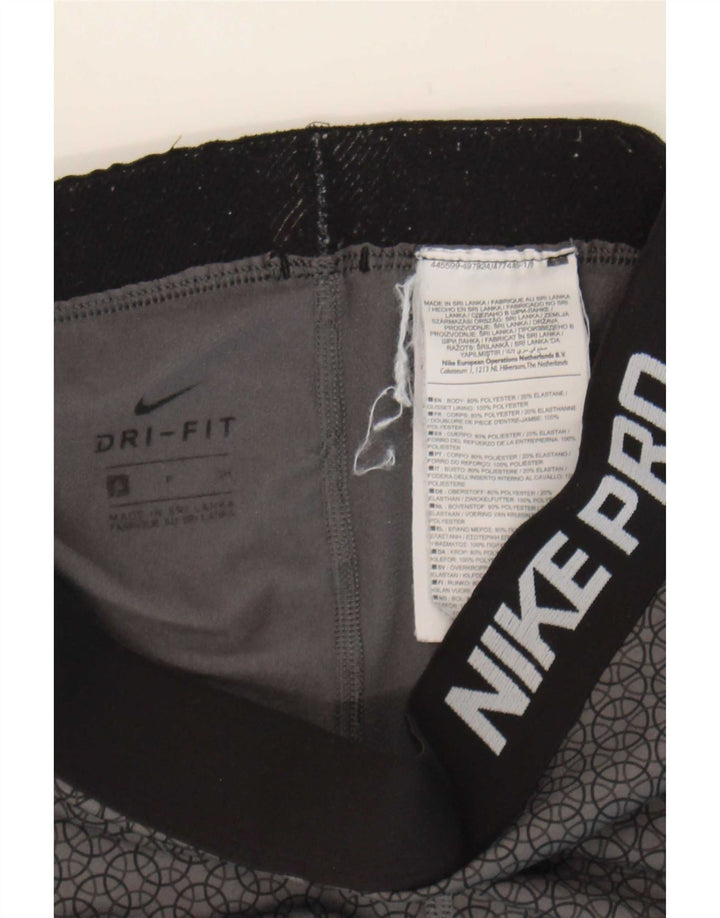Nike Ženske Dri Fit Graphic Leggings UK 8 Male sive geometrijske poliesterske hlače