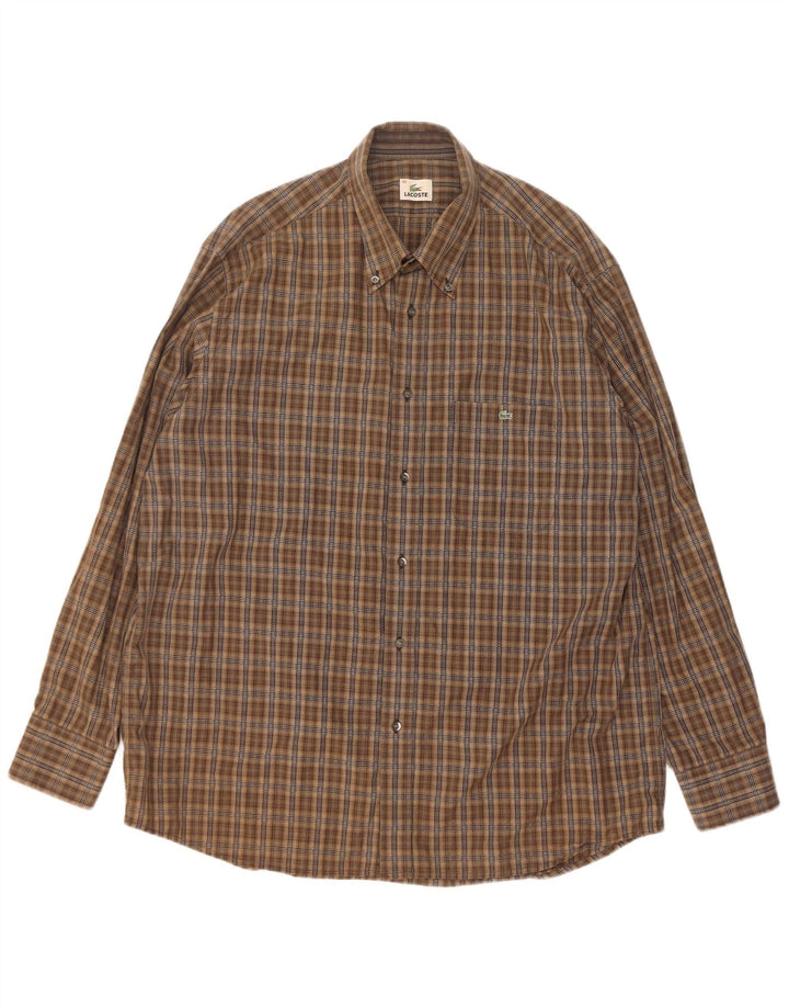 Lacoste muška košulja, veličina 45 XL, smeđi karirani pamuk
