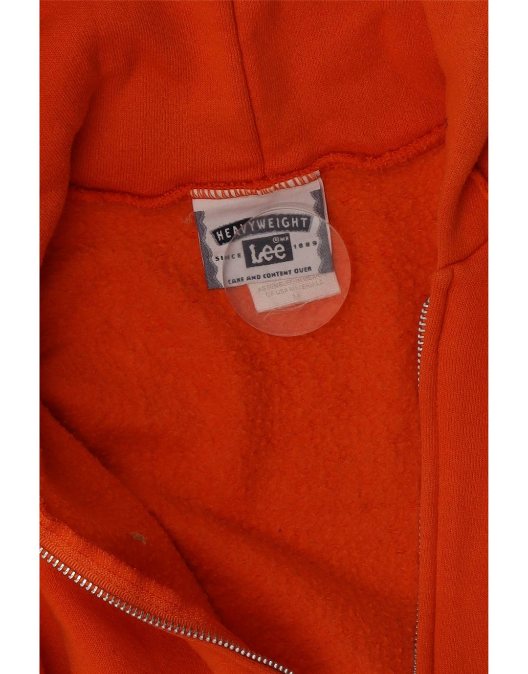 Lee Mens Zip Hoodie Sweater Medium Orange Cotton