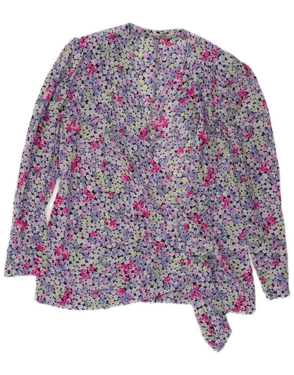 Vintage ženska bluza košulja s omotom UK 16 Veliki raznobojni cvjetni
