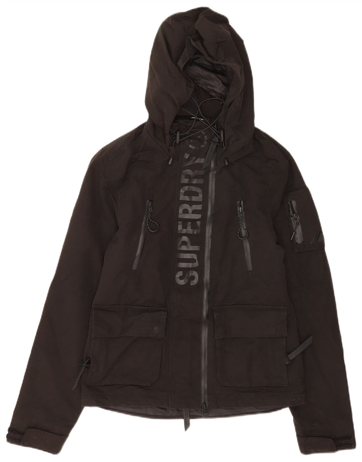 Superdry ženska kišna jakna s kapuljačom s grafičkim motivima UK 8, mali crni poliester