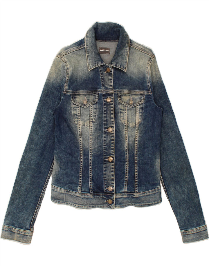 GAS Womens Crop Denim Jacket UK 10 Small Blue Cotton Vintage Gas and Second-Hand Gas from Messina Hembry 