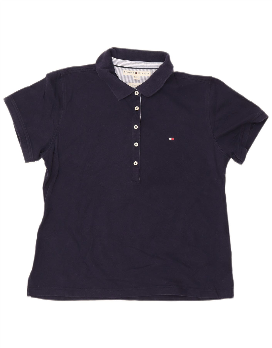 TOMMY HILFIGER Ženska uska polo majica UK 18 XL tamnoplavi pamuk