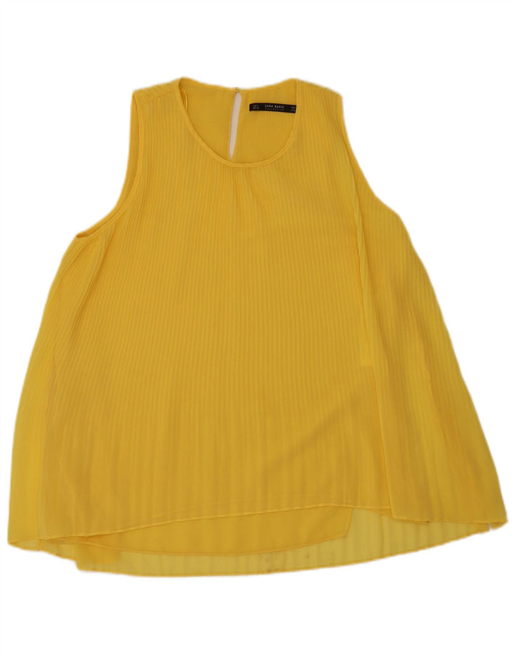 Zara ženski gornji dio bluze bez rukava UK 16 Veliki žuti poliester