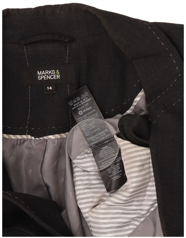 Marks & Spencer ženski sako s jednim gumbom UK 14 veliki crni poliester