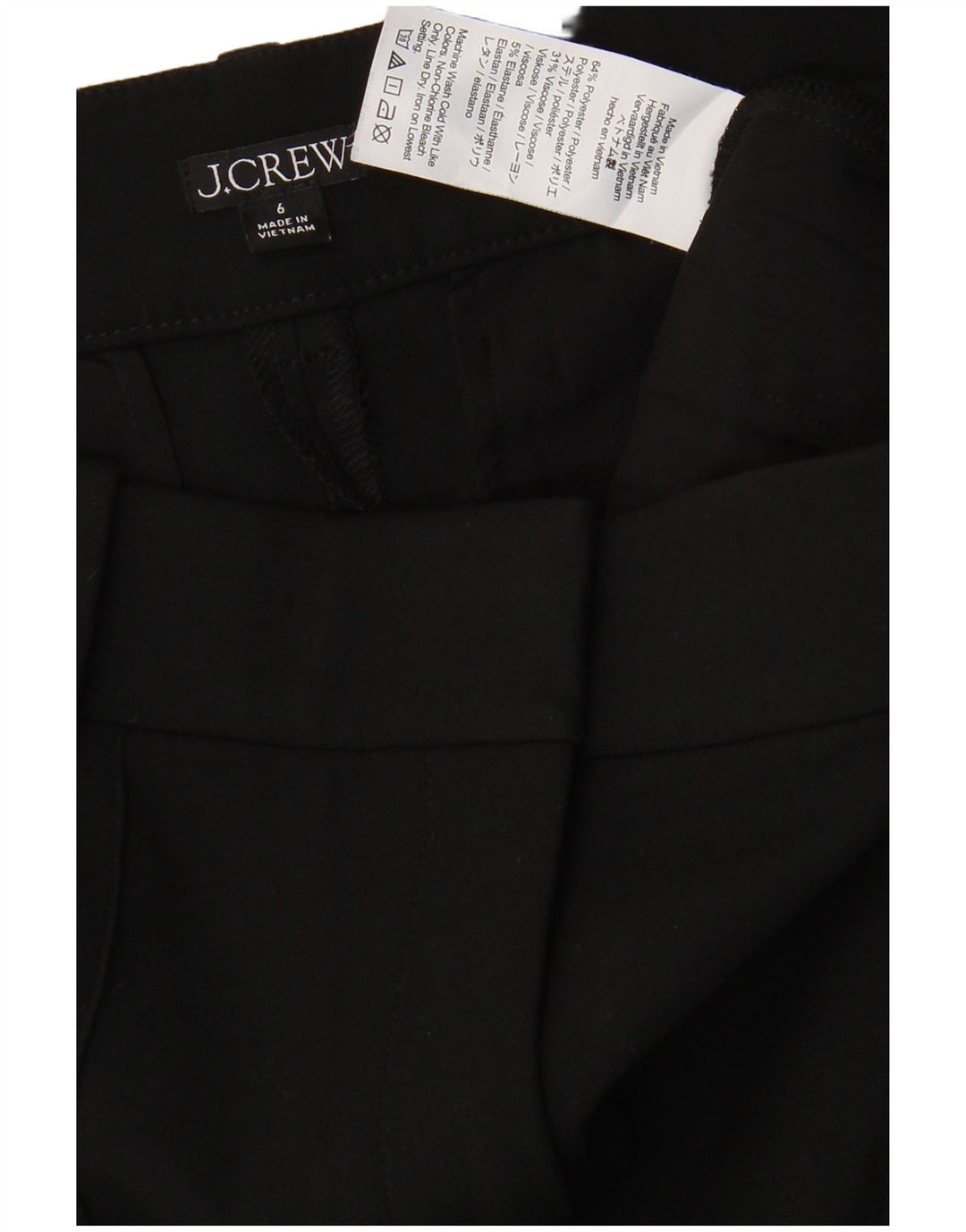 J. CREW Ženske ravne chino hlače US 6 srednje W30 L31 crni poliester