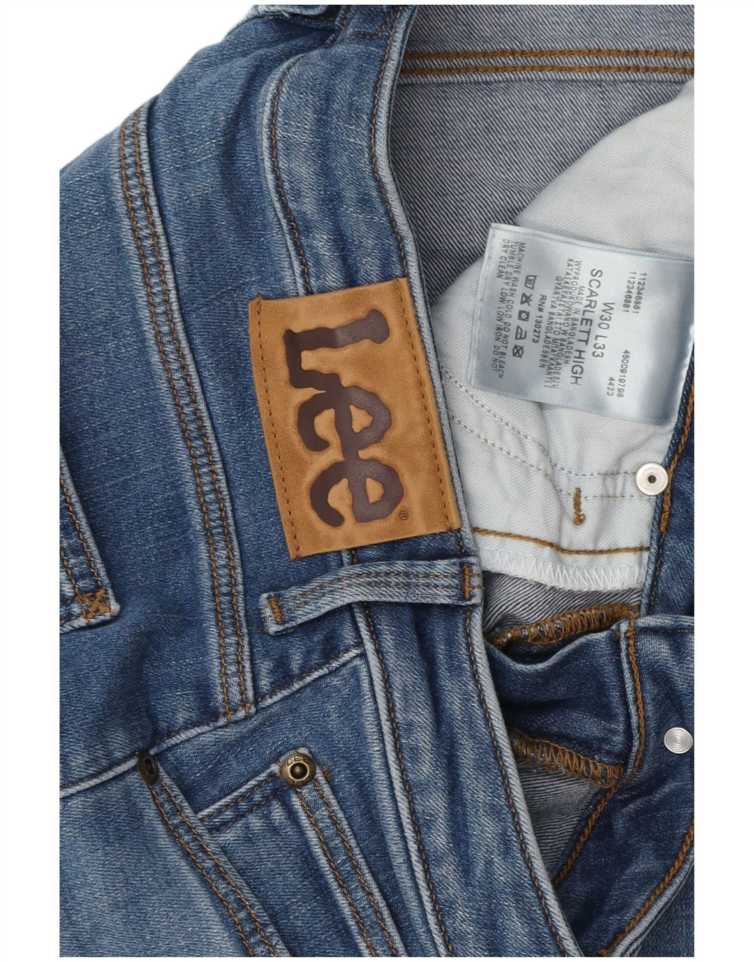 LEE Ženske visoke uske traperice Scarlett W30 L31 plavi pamuk