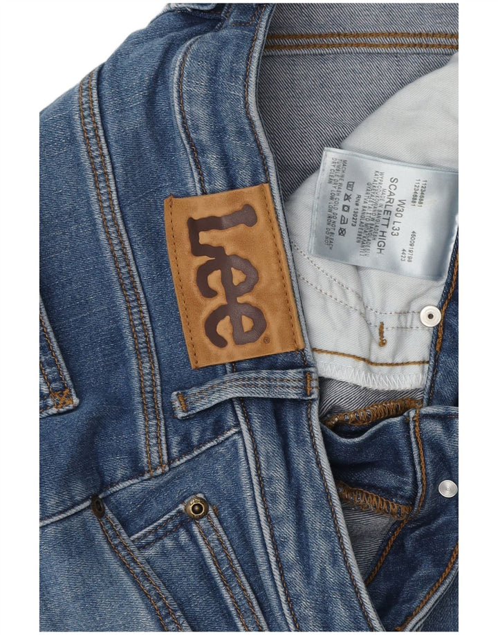 LEE Ženske visoke uske traperice Scarlett W30 L31 plavi pamuk