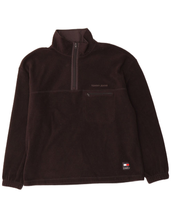 TOMMY HILFIGER Muški džemper od flisa s patentnim izrezom XL crni poliester