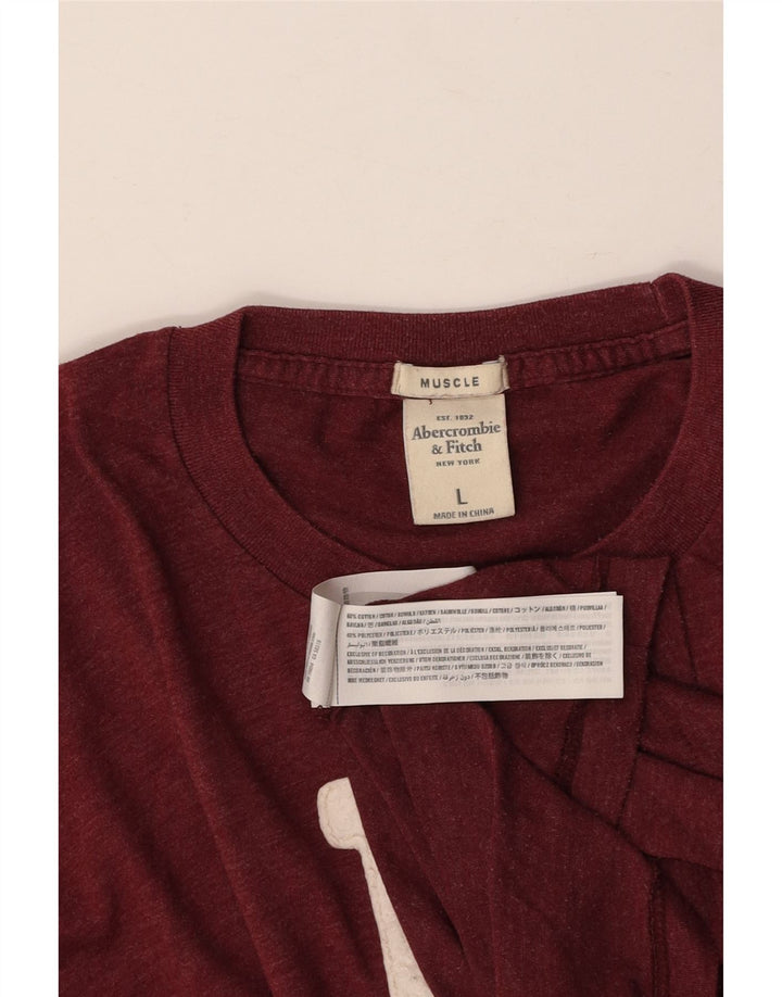 ABERCROMBIE & FITCH Muška majica s grafičkim motivima dugih rukava, velika tamnocrvena