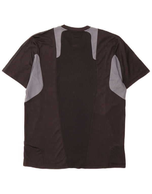 Adidas Mens T-Shirt Top Medium Black Colourblock Polyester Sports