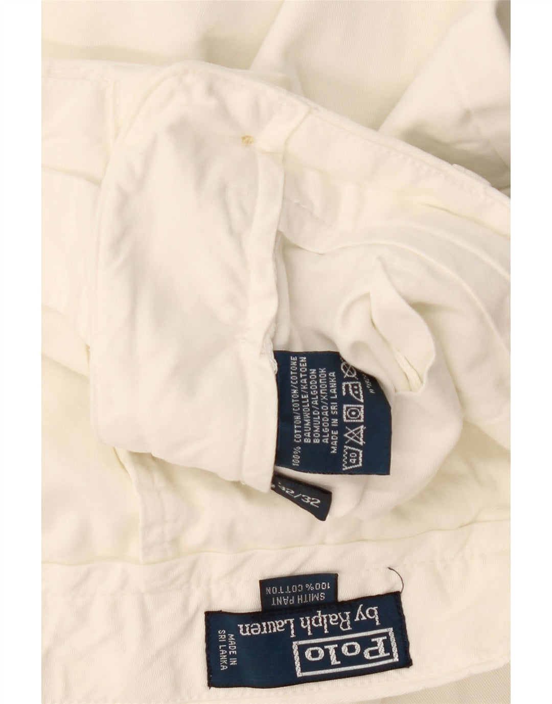 POLO RALPH LAUREN Muške Smith hlače s ravnim chino hlačama W32 L32 Bijele