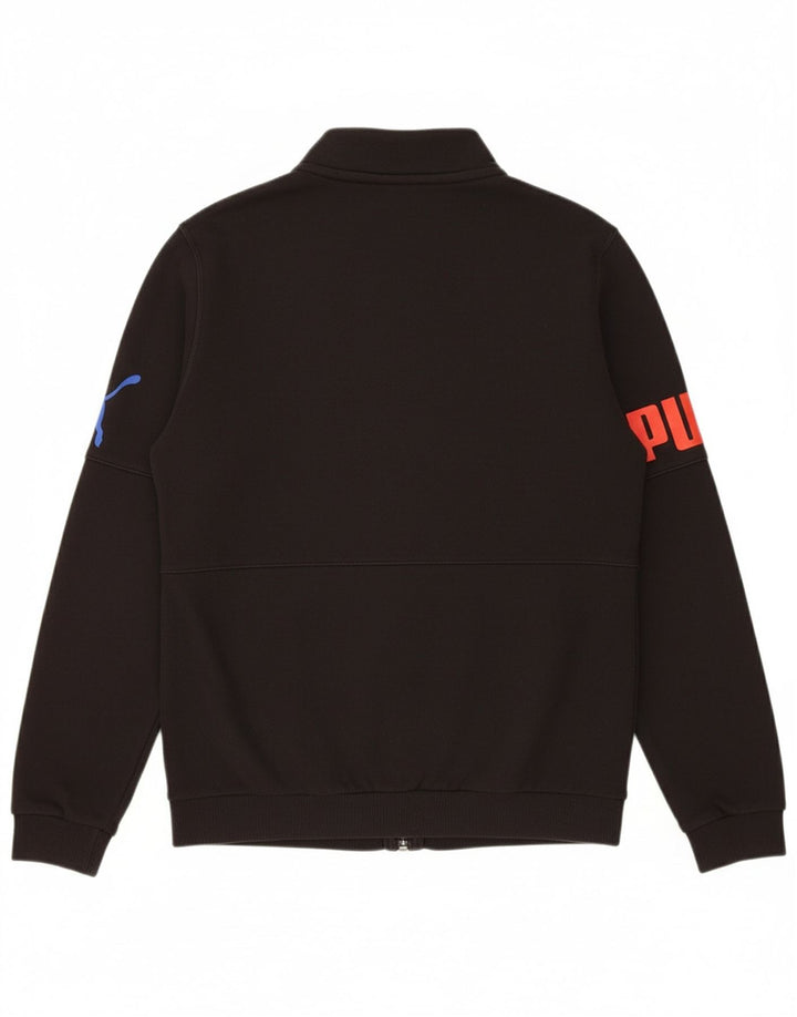 PUMA Boys Graphic Tracksuit Top Jacket 13-14 Years Black Cotton