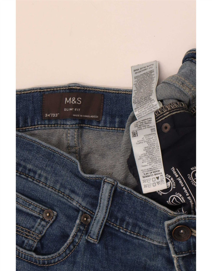 Marks & Spencer Muške uske traperice W34 L33 Plavi pamuk