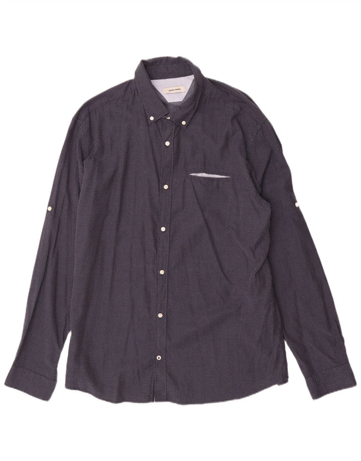 Jack & Jones muška košulja 2XL tamnoplavi geometrijski pamuk