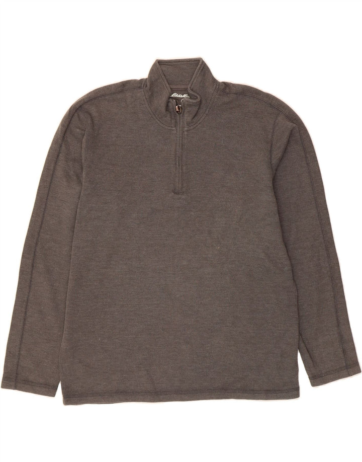 EDDIE BAUER Mens Zip Neck Sweatshirt Jumper Large Grey Cotton Vintage Eddie Bauer and Second-Hand Eddie Bauer from Messina Hembry 