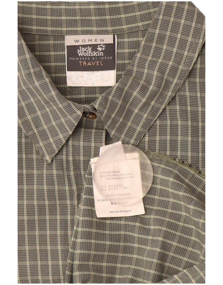 JACK WOLFSKIN Ženska košulja kratkih rukava UK 18 XL kaki karirani poliester