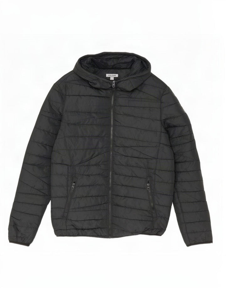 Jack & Jones muška podstavljena jakna s kapuljačom UK 36 mali crni poliester