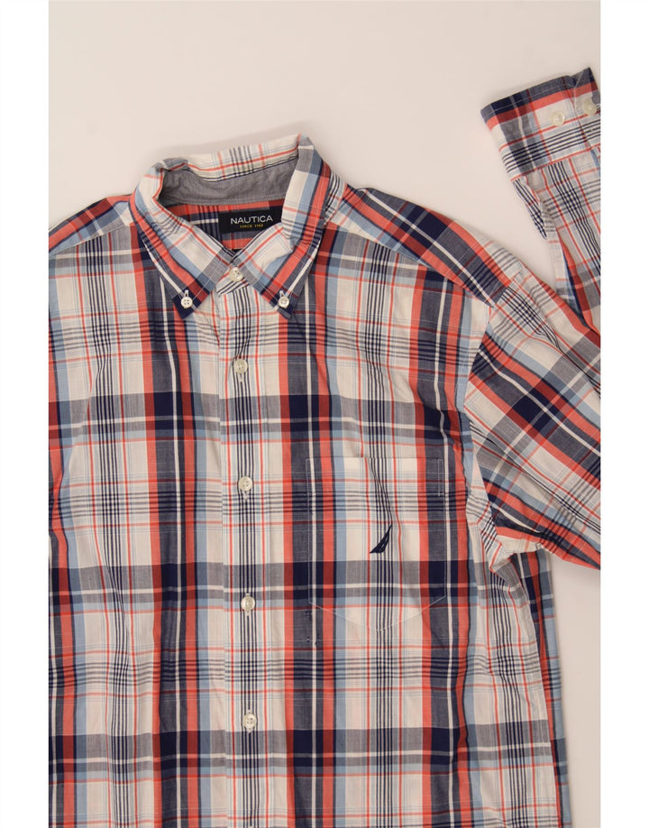 NAUTICA Mens Slim Fit Shirt Small Navy Blue Check Cotton Vintage Nautica and Second-Hand Nautica from Messina Hembry 