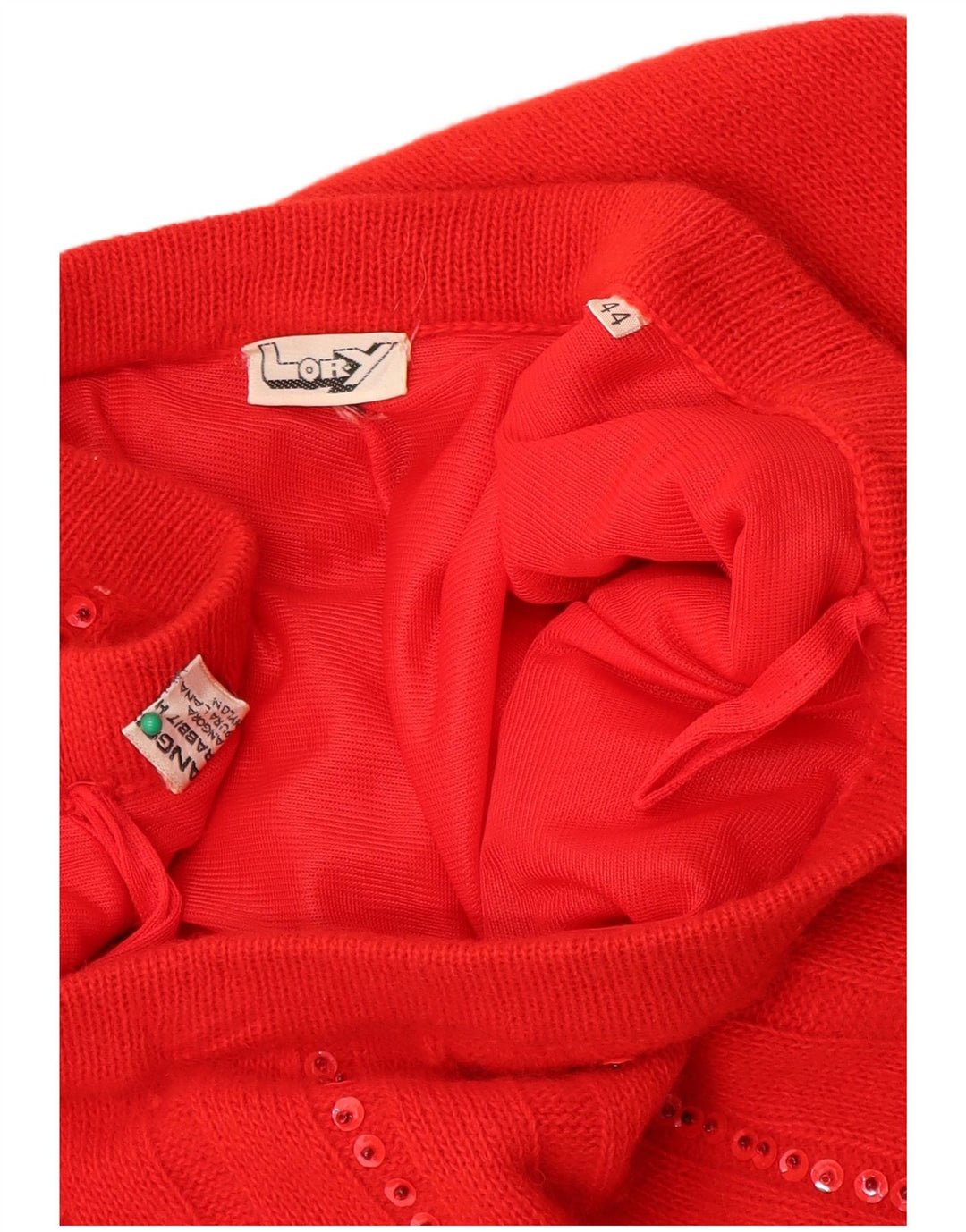 Vintage ženska pletena lepršava suknja IT 44 srednje W30 crvena angora