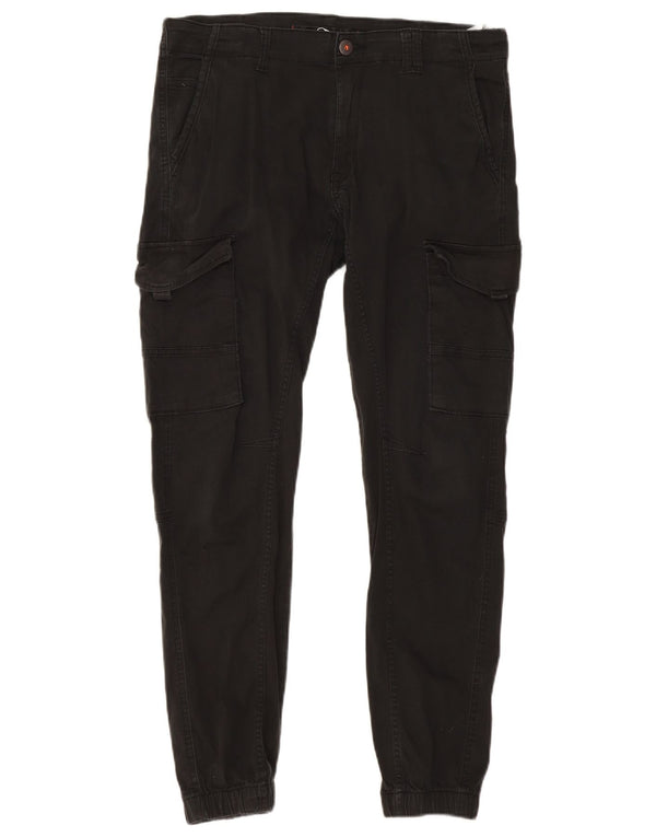JACK & JONES Muške Joggers Cargo hlače W34 L30 Crni pamuk