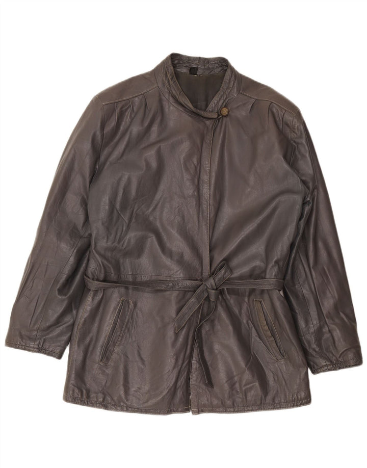 Vintage ženska kožna jakna UK 16 velika siva