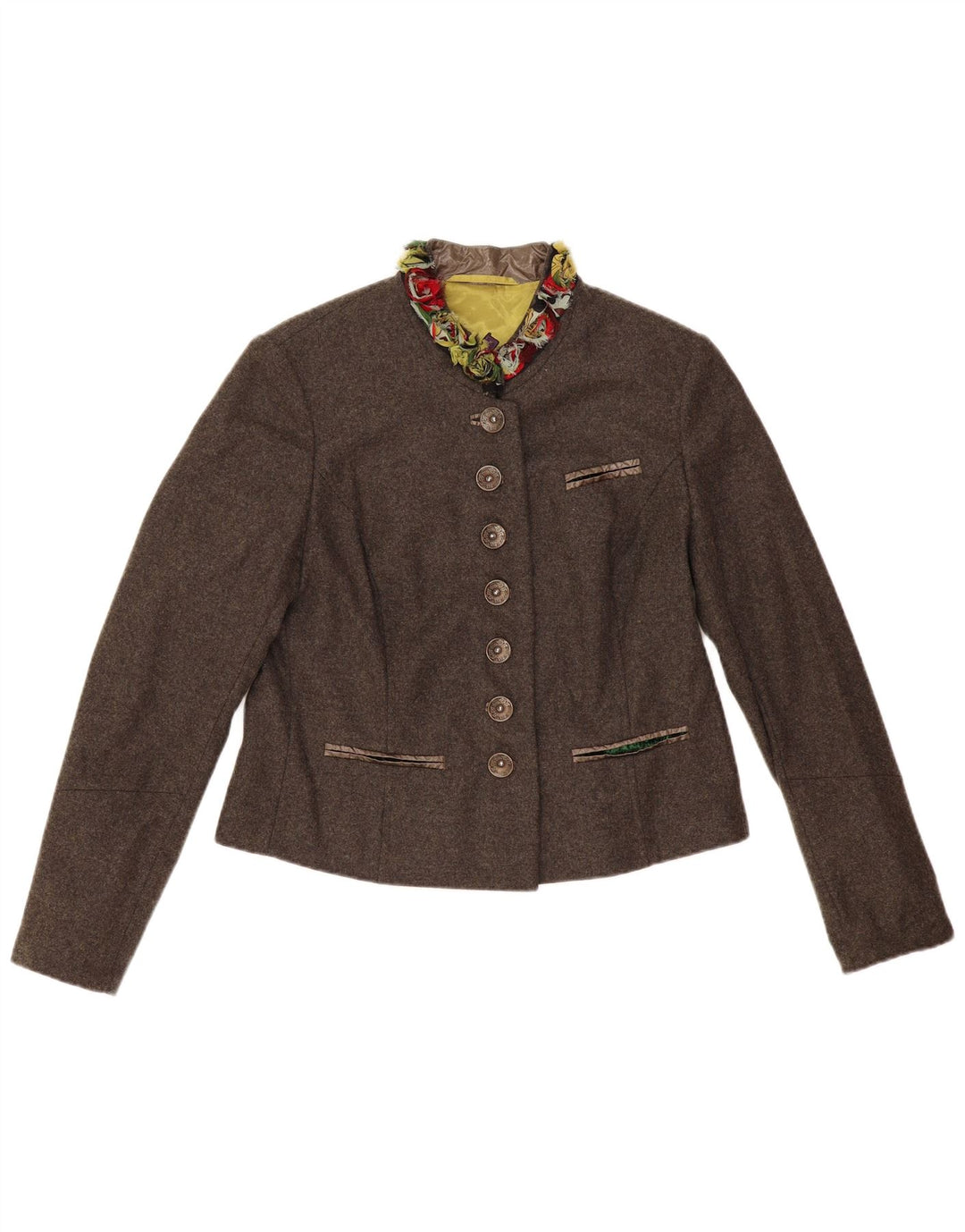 Vintage ženski sako sa 7 gumba EU 42 velika smeđa djevičanska vuna