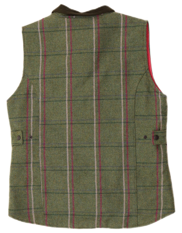 Game Technical Apparel Womens Gilet UK 14 Large Green Check Wool