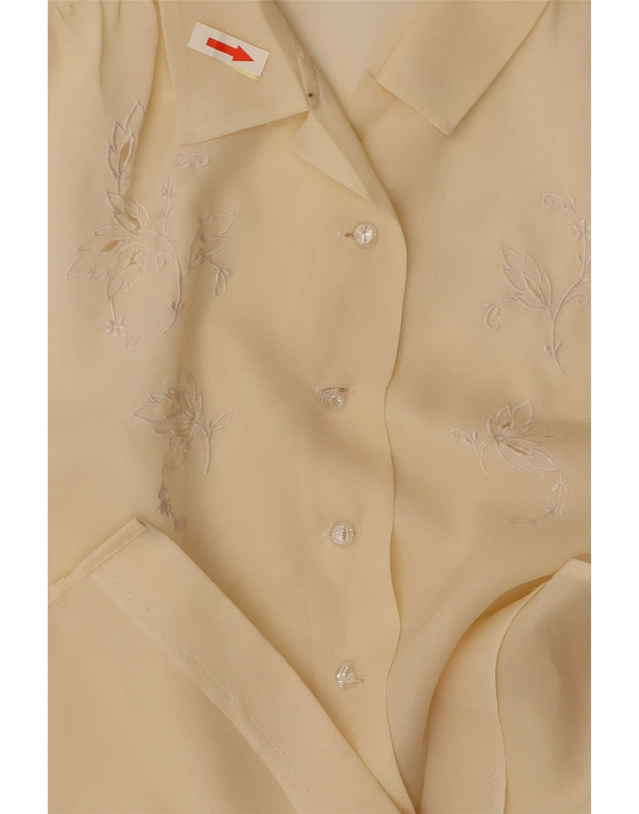 VINTAGE Ženska košulja kratkih rukava UK 14 Srednje žuta cvjetna