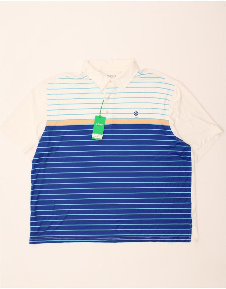 IZOD Mens Golf Polo Shirt 2XL Blue Pinstripe Polyester Vintage Izod and Second-Hand Izod from Messina Hembry 