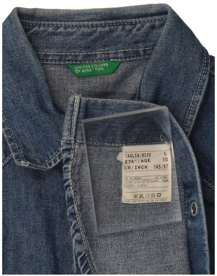 BENETTON Denim majica za dječake 9-10 godina velika plava pamučna