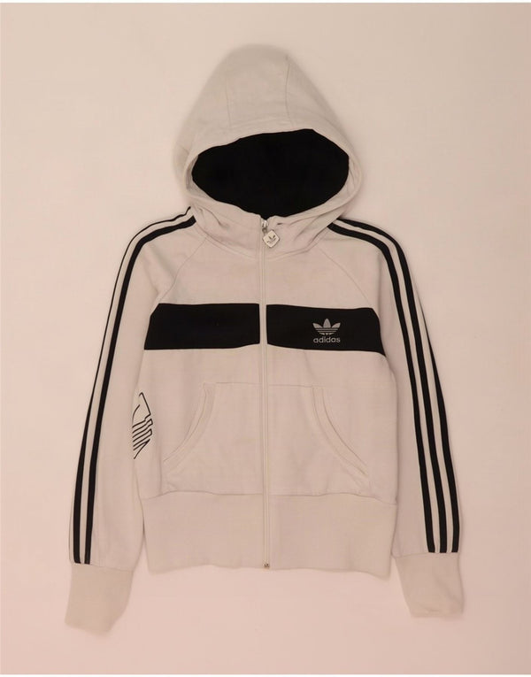 Adidas ženski pulover s kapuljačom s grafičkim patentnim zatvaračem IT 44 srednje bijele boje