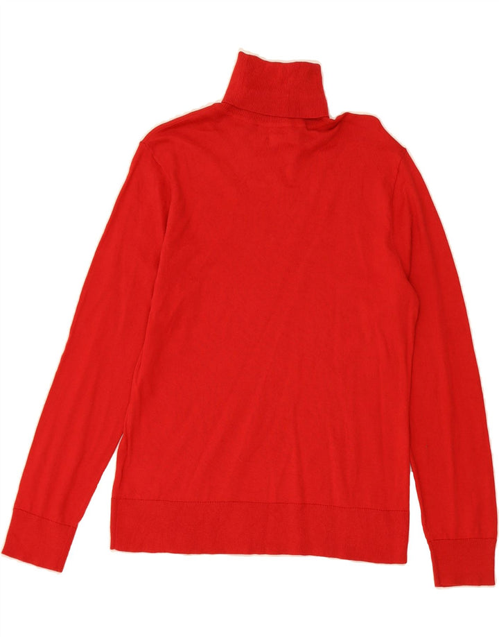 CHAPS Womens Roll Neck Jumper Sweater UK 14 Large Red Cotton Vintage Chaps and Second-Hand Chaps from Messina Hembry 