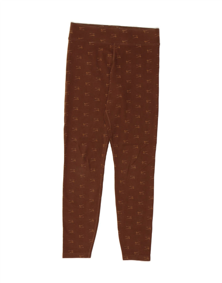NIKE Womens Graphic Leggings UK 10 Small Brown Cotton Vintage Nike and Second-Hand Nike from Messina Hembry 