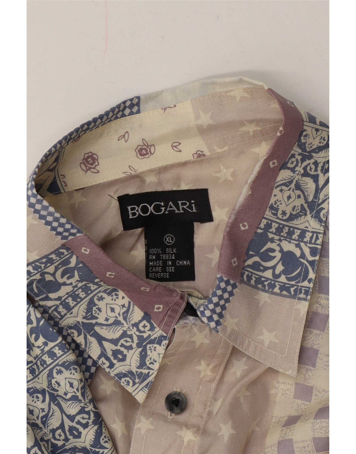 Bogari Muška košulja kratkih rukava XL Višebojna patchwork svila