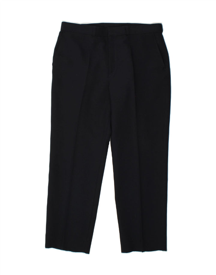 ST. BERNARD Womens Straight Chino Trousers W34 L29 Navy Blue Polyester Vintage St. Bernard and Second-Hand St. Bernard from Messina Hembry 