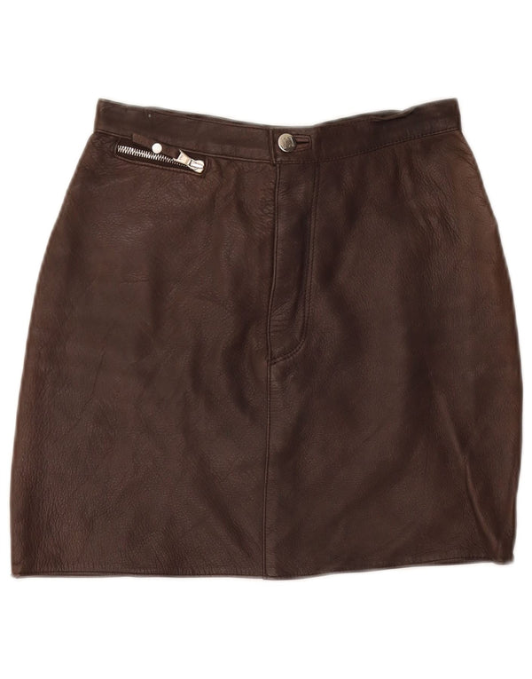 VINTAGE ženska mini kožna suknja IT 40 mala W26 smeđa koža