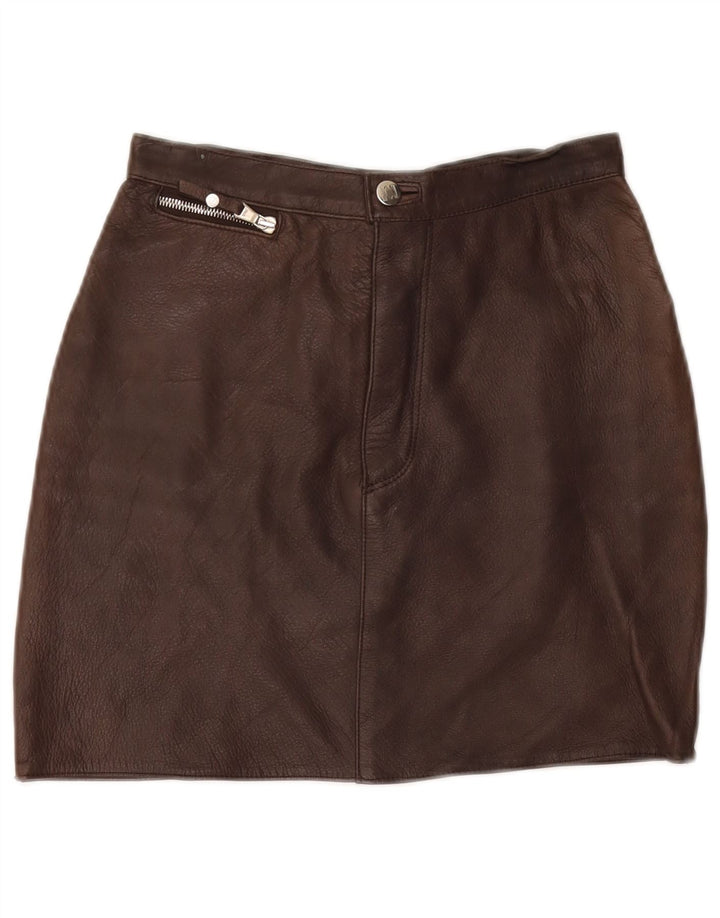 VINTAGE ženska mini kožna suknja IT 40 mala W26 smeđa koža