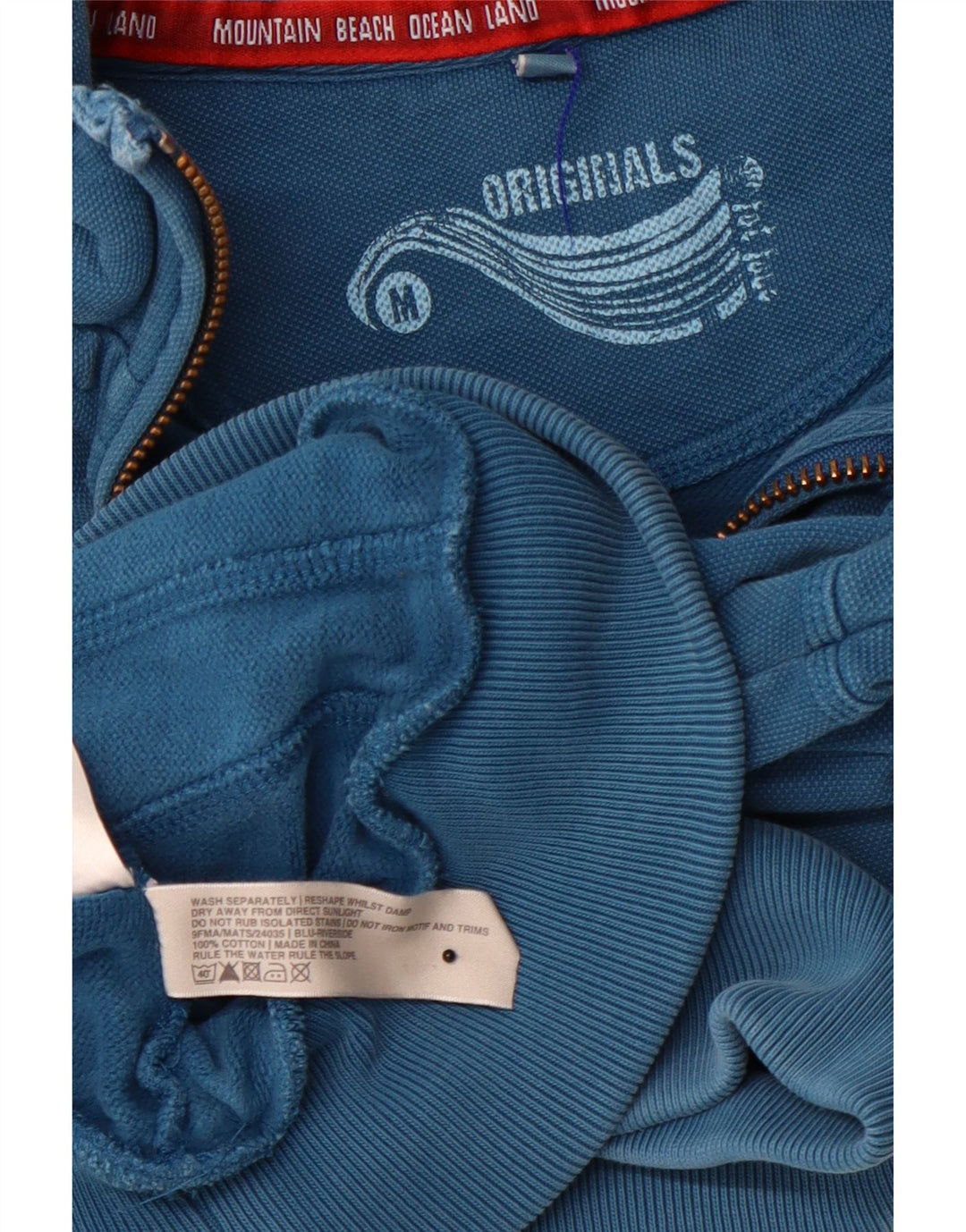 FAT FACE Muška majica s izrezom i srednje plavim pamukom